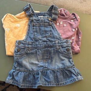 Carter's Denim Overall Dress with Long Sleeve Onsies